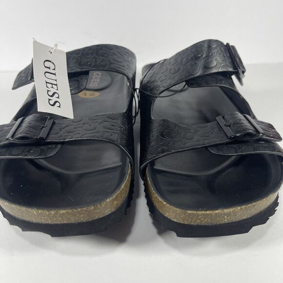 GUESS Men’s Double Strap Slide Sandals Black Logo Embossed Size 12M main image 8